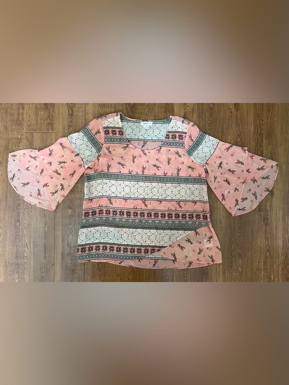 Women’s Mixed Print Boho Top by Style & Co. - Size PM (Petite Medium)